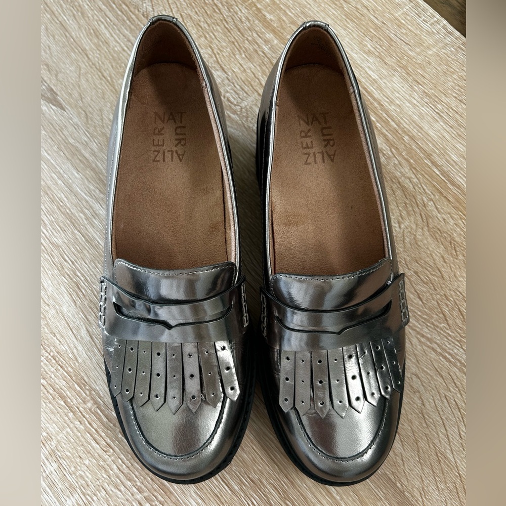Wide Width - Naturalizer Metallic Silver Flats for Women